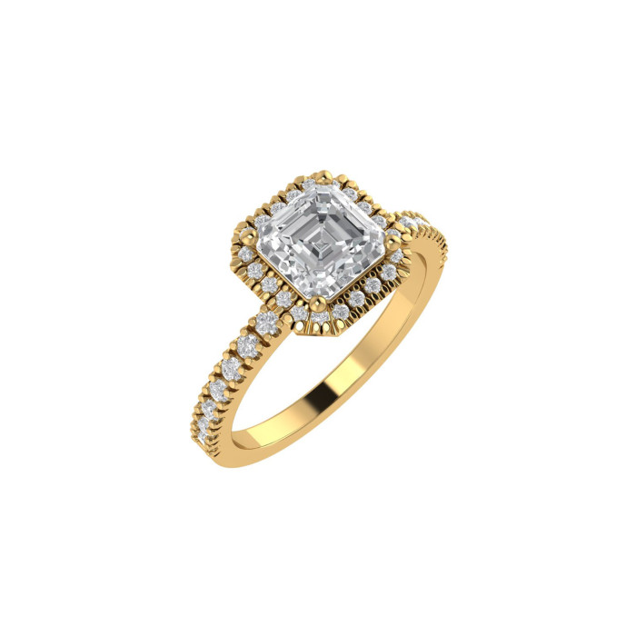 Asscher halo & pavè engagement ring