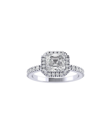 Asscher halo & pavè engagement ring Asscher halo & pavè engagement ring