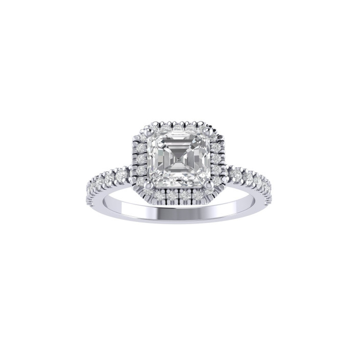 Asscher halo & pavè engagement ring