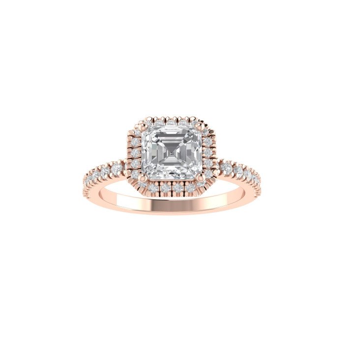 Cushion halo & pavè engagement ring 5mm