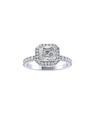 Cushion halo & pavè engagement ring 5mm