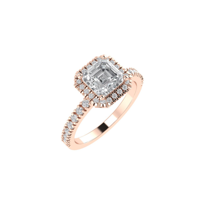 Cushion halo & pavè engagement ring 5mm