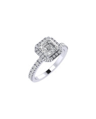 Cushion halo & pavè engagement ring 5mm