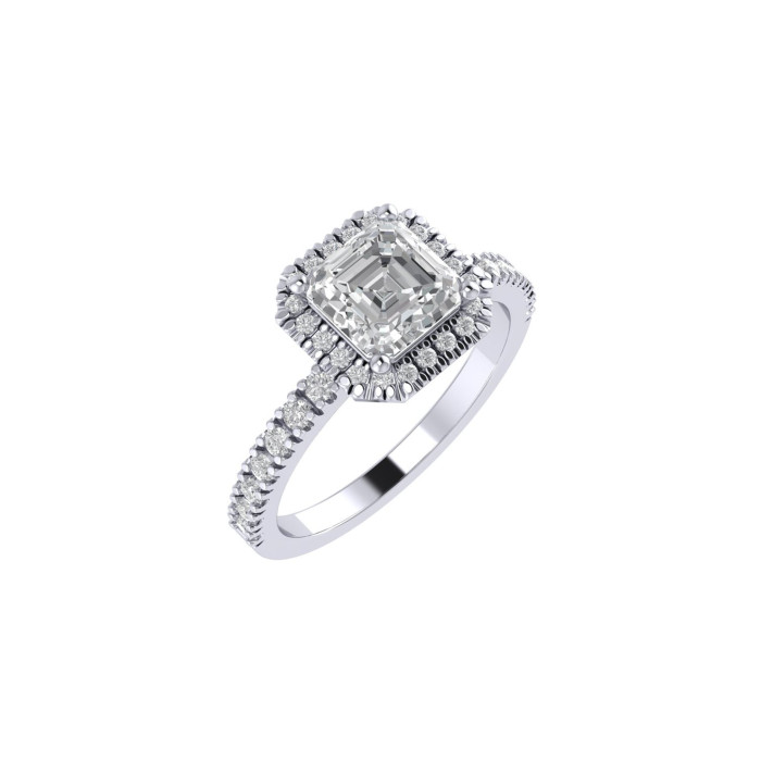 Cushion halo & pavè engagement ring 5mm