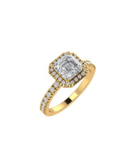 Cushion halo & pavè engagement ring 5mm