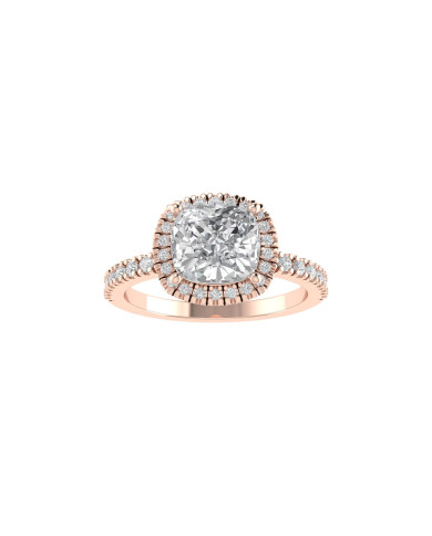 Cushion halo & pavè engagement ring 7.1MM Cushion halo & pavè engagement ring 7.1MM