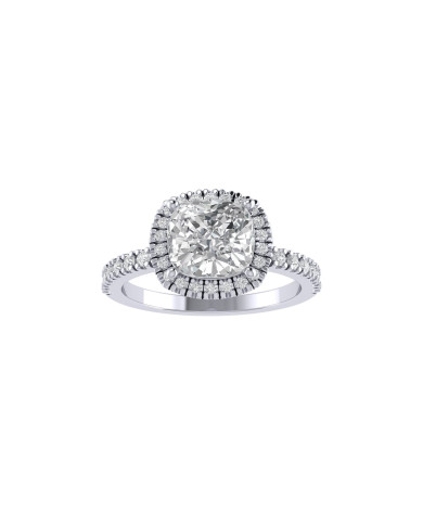 Cushion halo & pavè engagement ring 7.1MM Cushion halo & pavè engagement ring 7.1MM