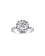 Cushion halo & pavè engagement ring 7.1MM