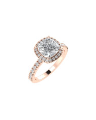 Cushion halo & pavè engagement ring 7.1MM