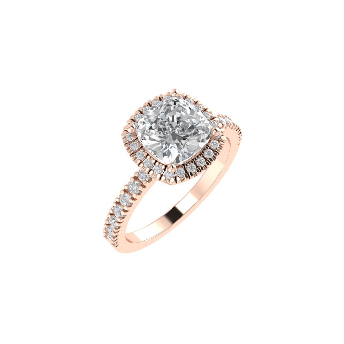 Cushion halo & pavè engagement ring 7.1MM