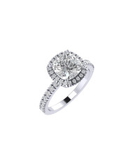 Cushion halo & pavè engagement ring 7.1MM