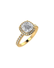 Cushion halo & pavè engagement ring 7.1MM