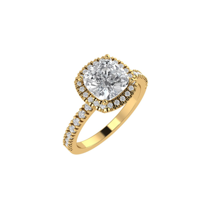 Cushion halo & pavè engagement ring 7.1MM