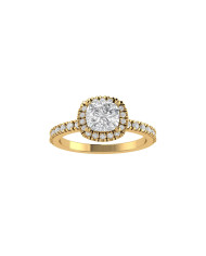 Hexagon halo & pavè engagement ring