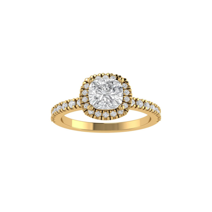 Cushion halo & pavè engagement ring 5.6mm