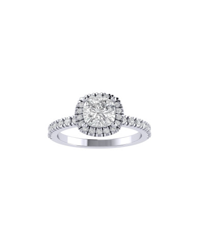 Cushion halo & pavè engagement ring 5.6mm Cushion halo & pavè engagement ring 5.6mm