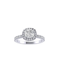 Cushion halo & pavè engagement ring 5.6mm