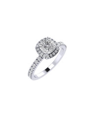 Cushion halo & pavè engagement ring 5.6mm