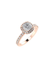 Cushion halo & pavè engagement ring 5.6mm