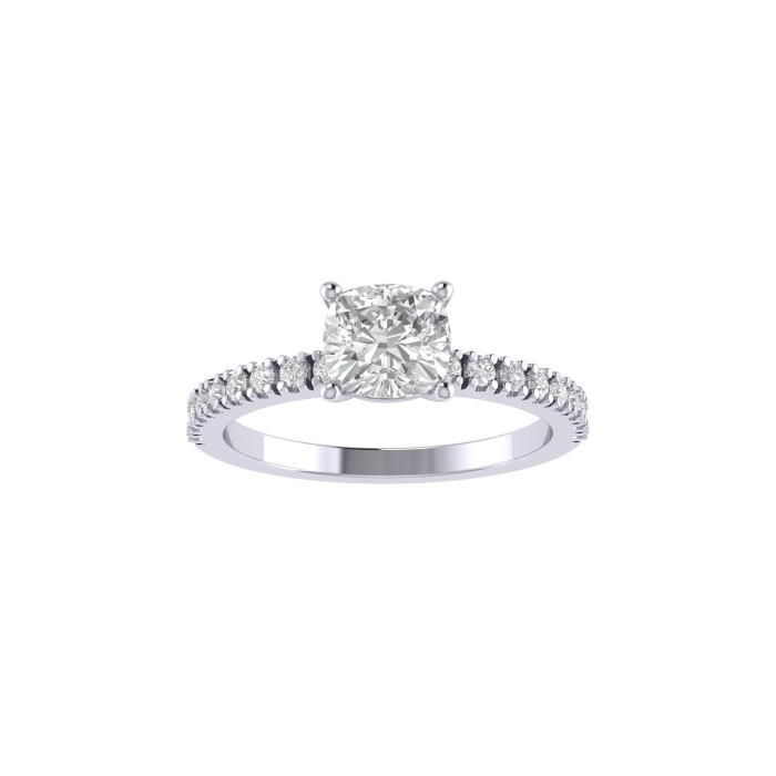 Cushion Pavè engagement ring 5.6mm