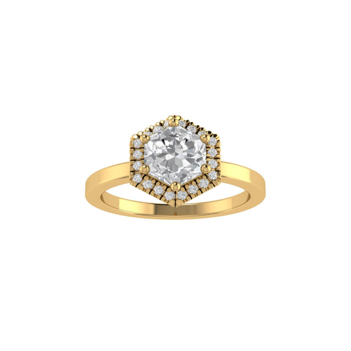 Hexagon Halo engagement ring
