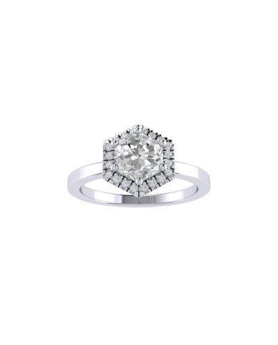 Hexagon Halo engagement ring