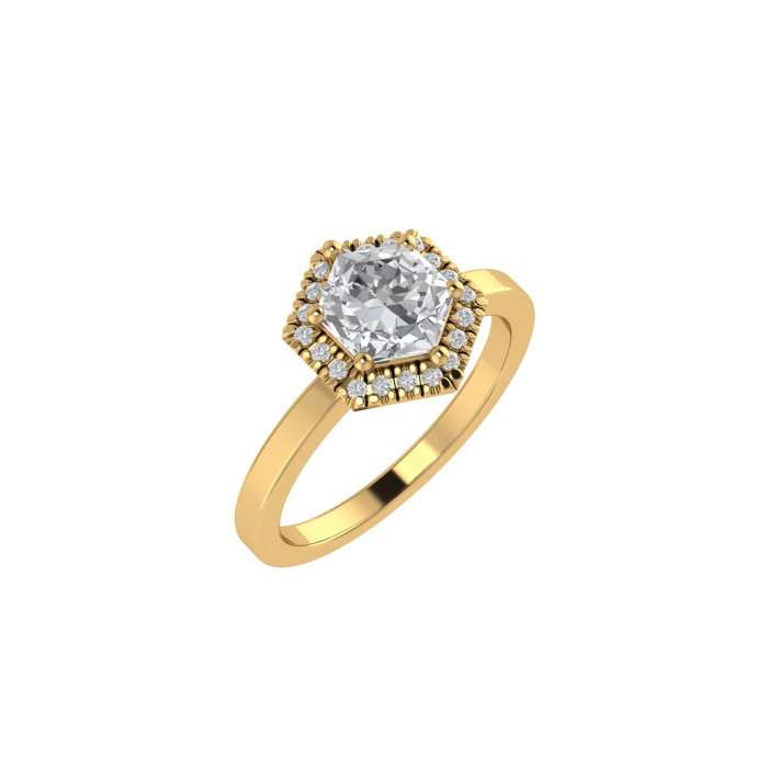 Hexagon Halo engagement ring