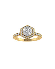 Hexagon halo & pavè engagement ring