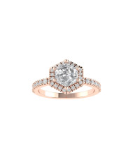 Hexagon halo & pavè engagement ring