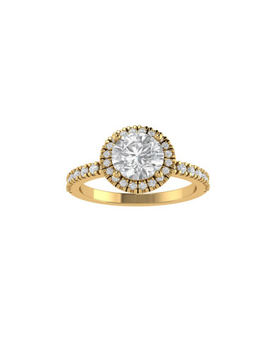 Round halo & pavè engagement ring 6.5mm