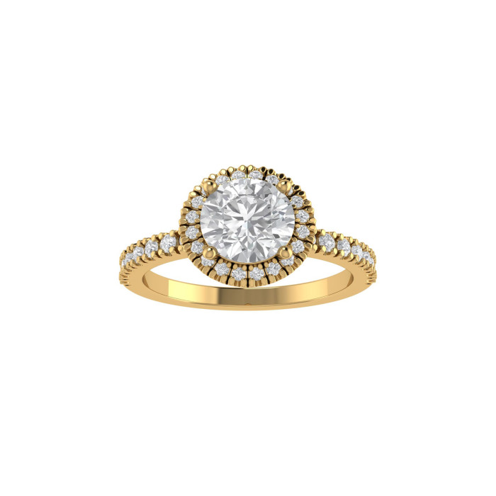 Round halo & pavè engagement ring 6.5mm