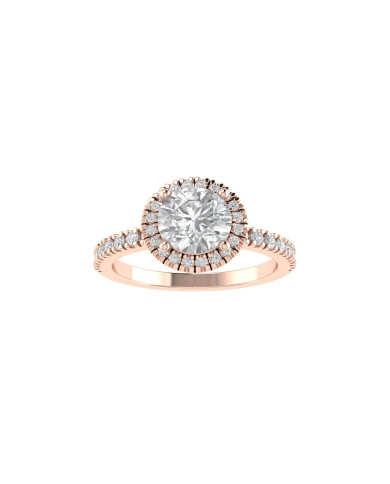 Round halo & pavè engagement ring 6.5mm