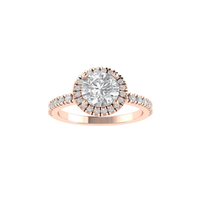 Round halo & pavè engagement ring 6.5mm