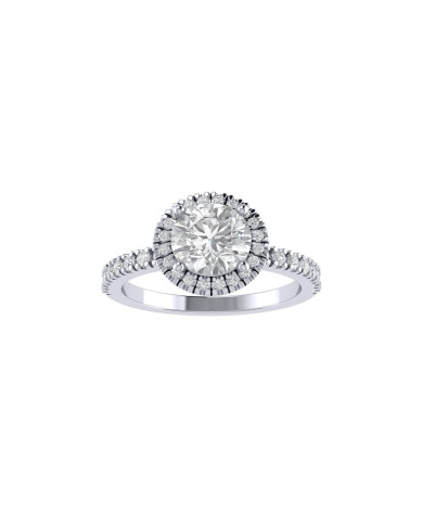 Round halo & pavè engagement ring 6.5mm
