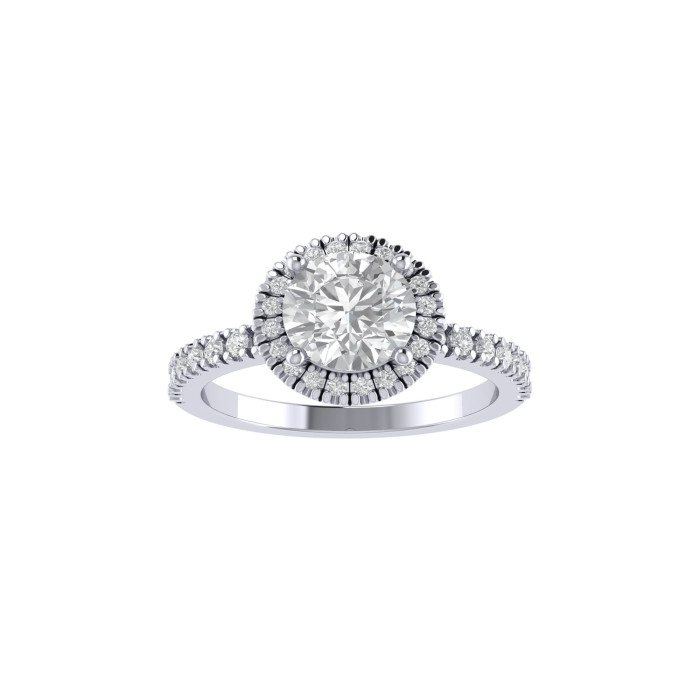 Round halo & pavè engagement ring 6.5mm