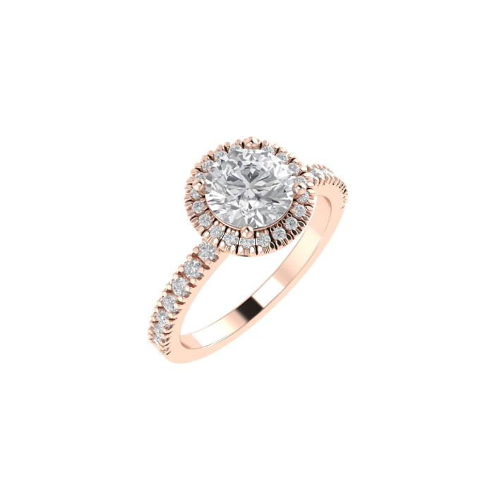 Round halo & pavè engagement ring 6.5mm