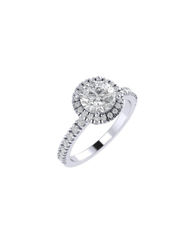 Round halo & pavè engagement ring 6.5mm