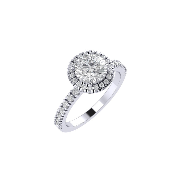 Round halo & pavè engagement ring 6.5mm