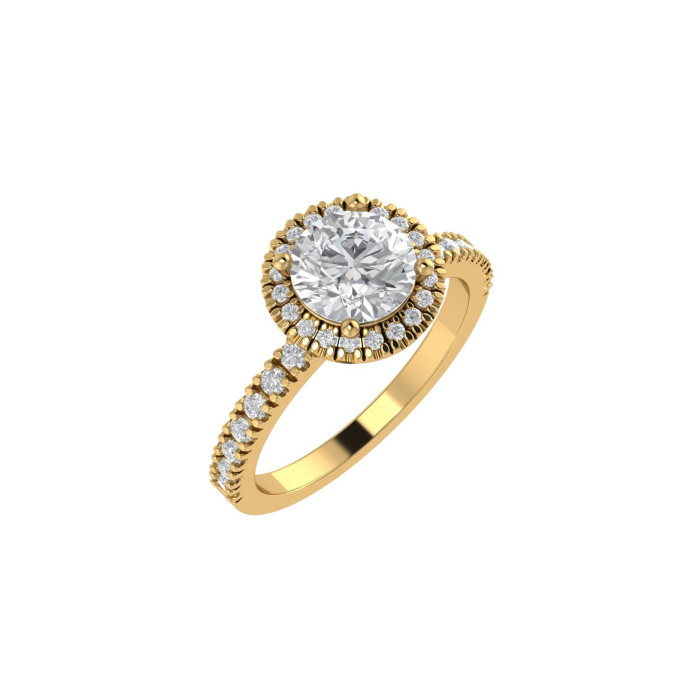 Round halo & pavè engagement ring 6.5mm