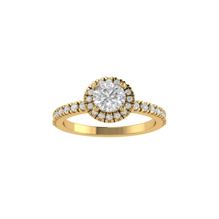 Round halo & pavè engagement ring 5.1mm