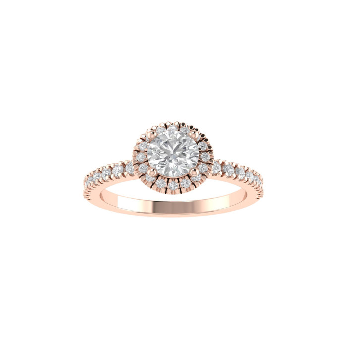 Round halo & pavè engagement ring 5.1mm