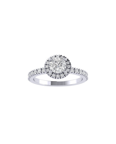 Round halo & pavè engagement ring 5.1mm