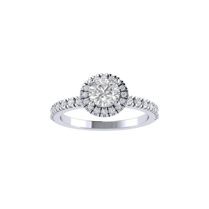 Round halo & pavè engagement ring 5.1mm