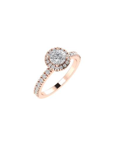 Round halo & pavè engagement ring 5.1mm