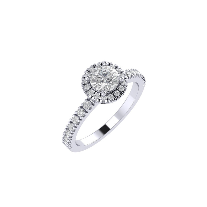 Round halo & pavè engagement ring 5.1mm