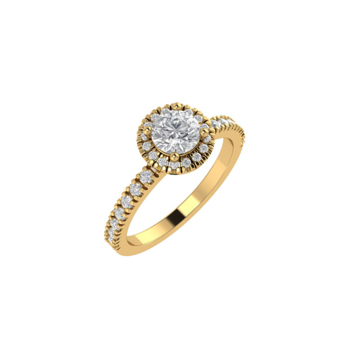 Round halo & pavè engagement ring 5.1mm