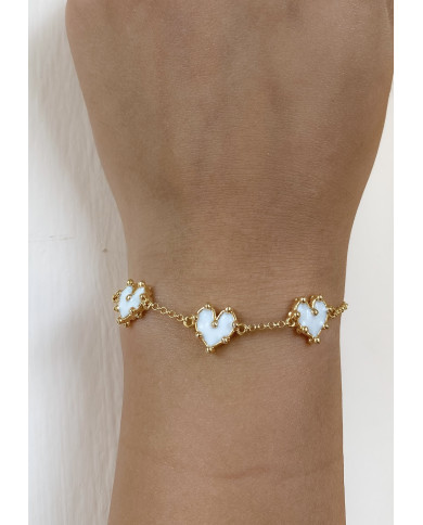 Pulsera Tres Corazóa Mini Blanco Pulsera Tres Corazóa Mini Blanco