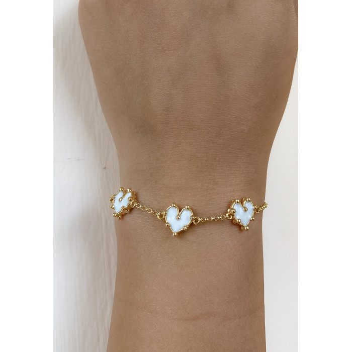 Pulsera Tres Corazóa Mini Blanco Pulsera Tres Corazóa Mini Blanco