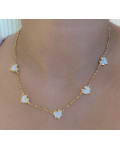 Collar cinco Corazóa Mini Blanco Collar cinco Corazóa Mini Blanco