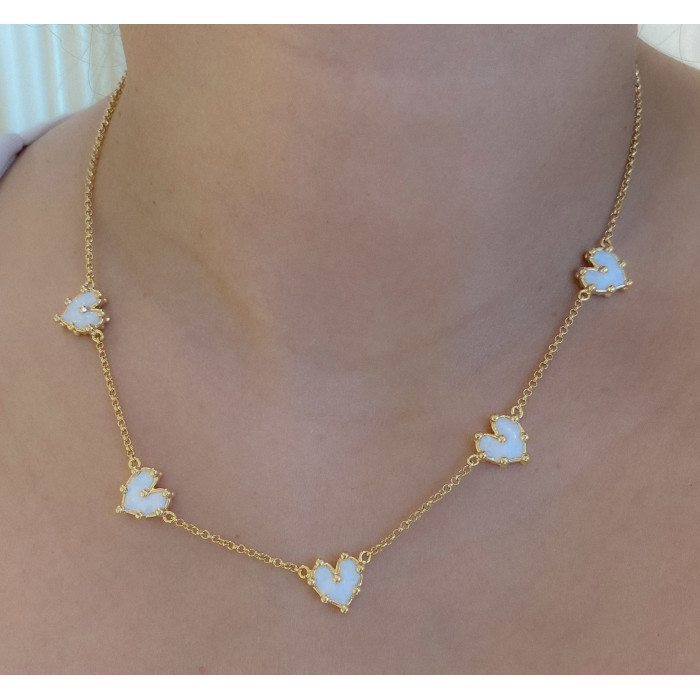Collar cinco Corazóa Mini Blanco